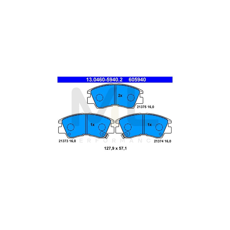 ATE 13.0460-5940.2 Brake pad set with acoustic wear warning