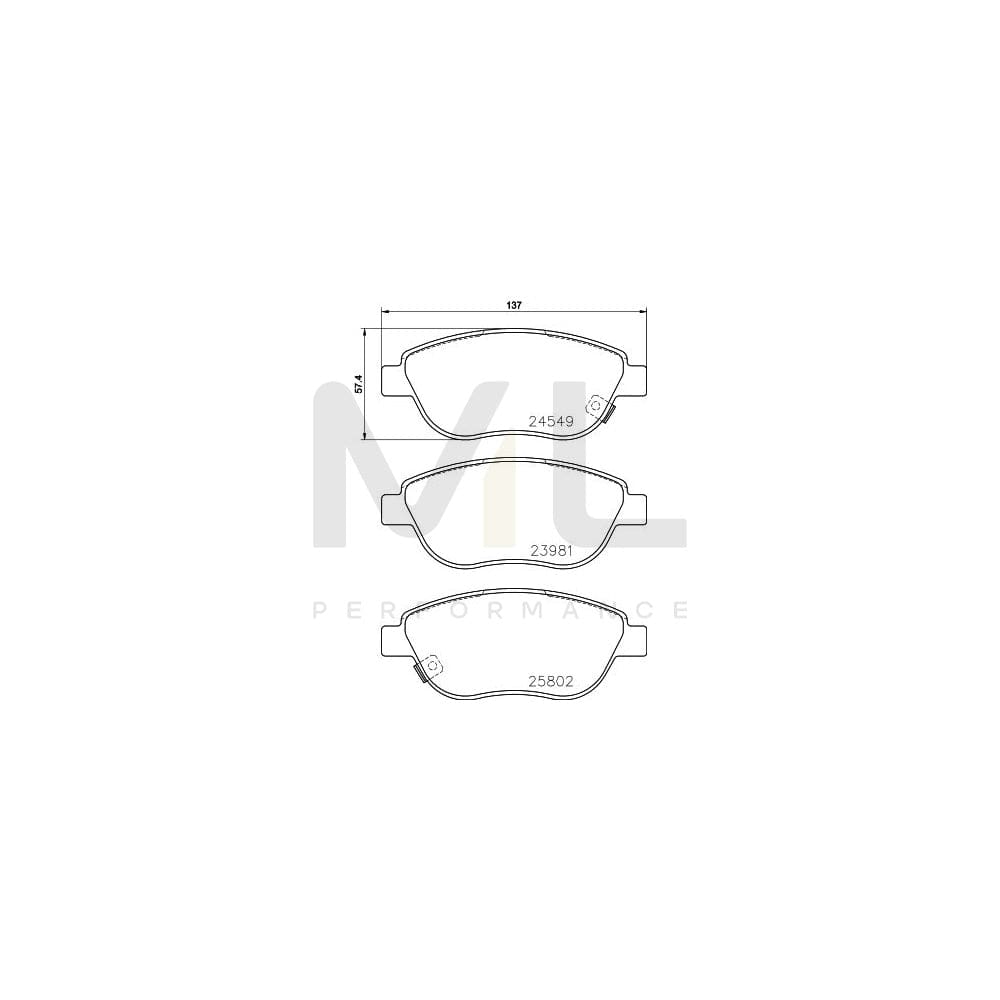 Hella 8DB 355 020-881 Brake Pad Set For Fiat 500L (351, 352) With Acoustic Wear Warning | ML Performance Car Parts