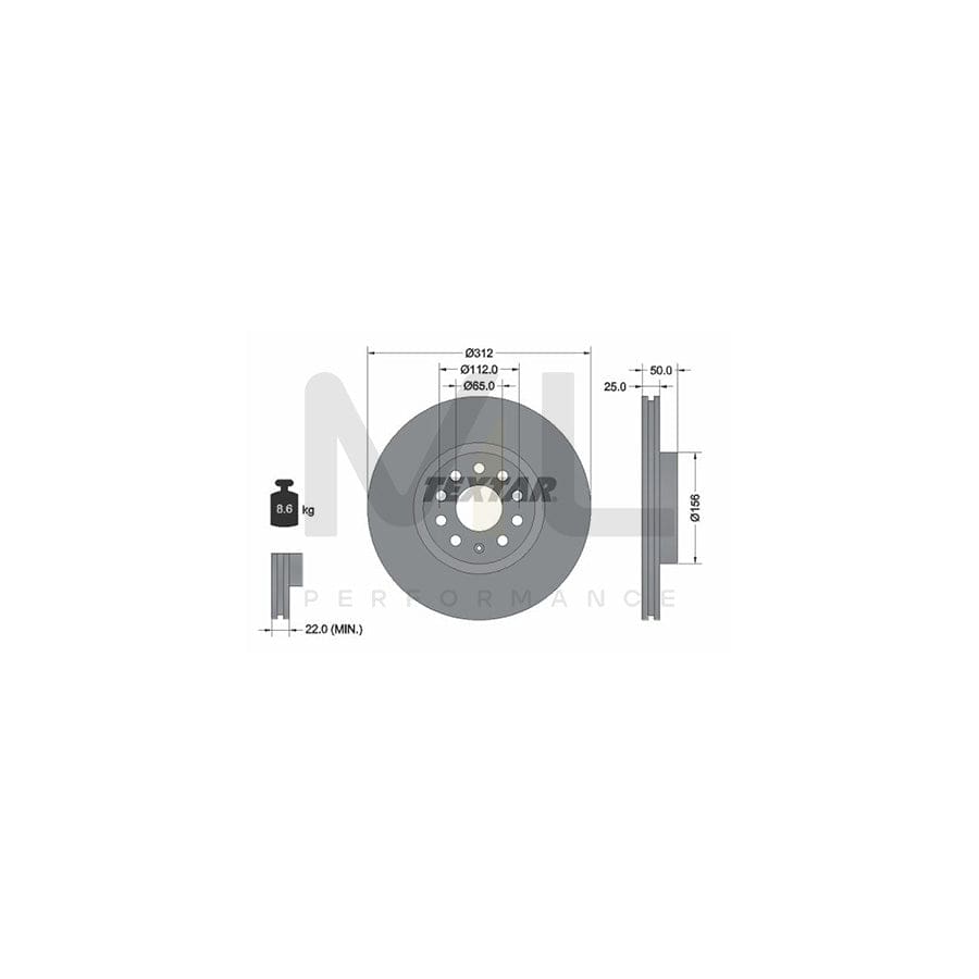 TEXTAR PRO 92120503 Brake Disc Internally Vented, Coated, without wheel hub, without wheel studs  - 1 piece