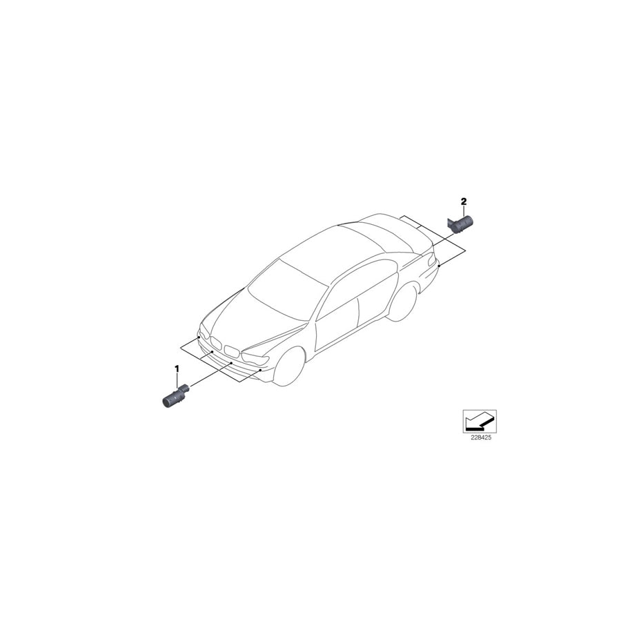 Genuine BMW 66206989219 E65 E66 E67 Ultrasonic Sensor, Michigan Blue WA38 (Inc. 760i, 730i & 740Li)