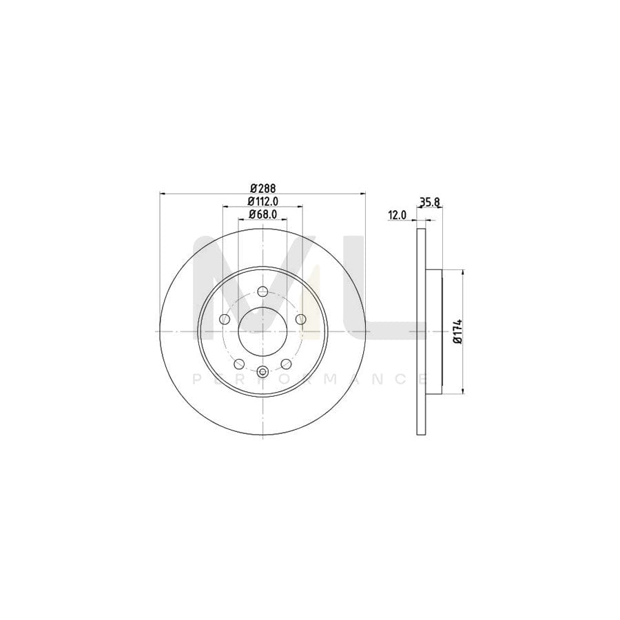 HELLA PRO 8DD 355 111-811 Brake Disc Solid, Coated, without wheel hub, without wheel studs | ML Performance Car Parts