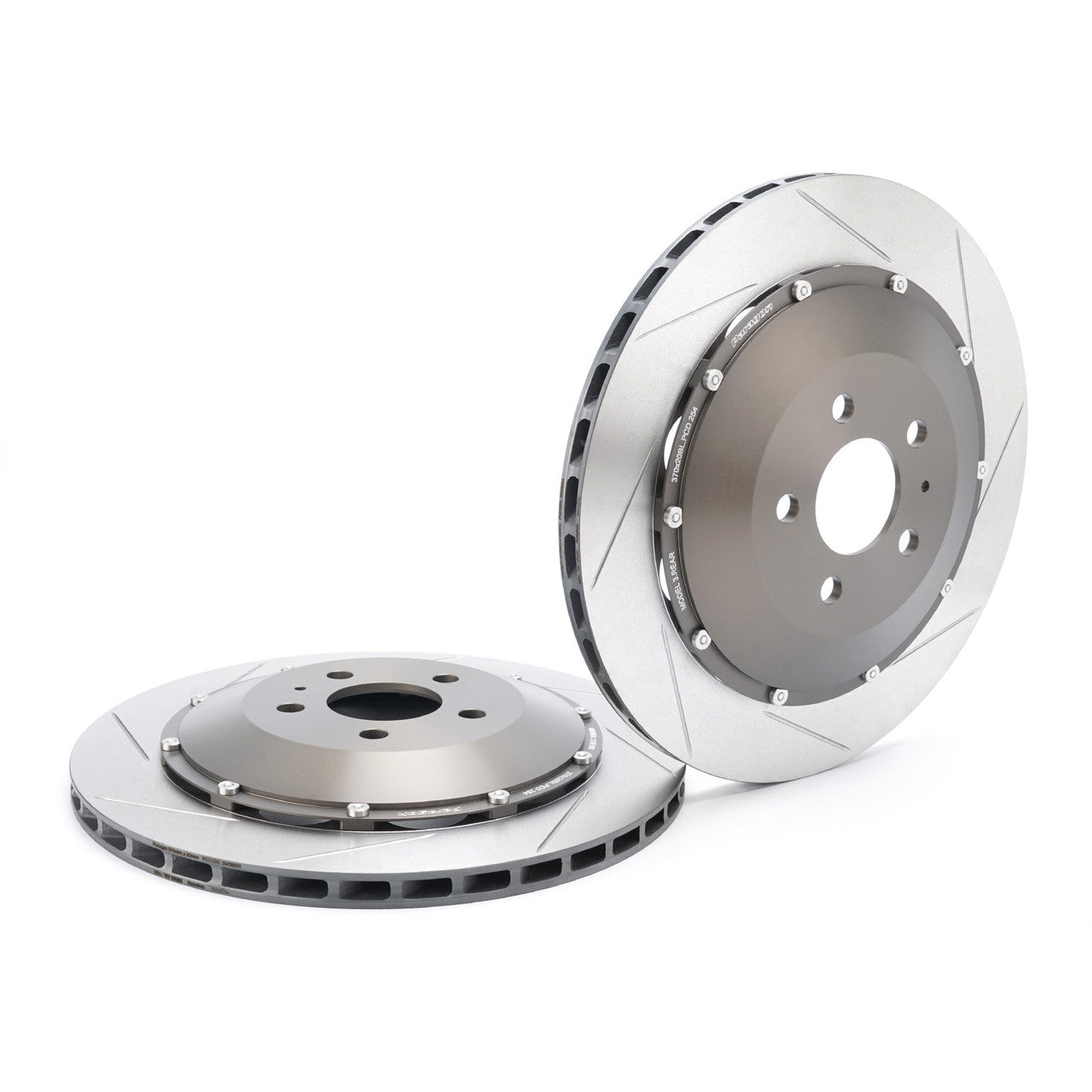 Paragon 2-Piece Brake Discs Rear Pair 370mm x 20mm (14.57" x 0.79") - Tesla Model 3 RWD/AWD / Model Y AWD (Non-Performance) - Larger Rotor