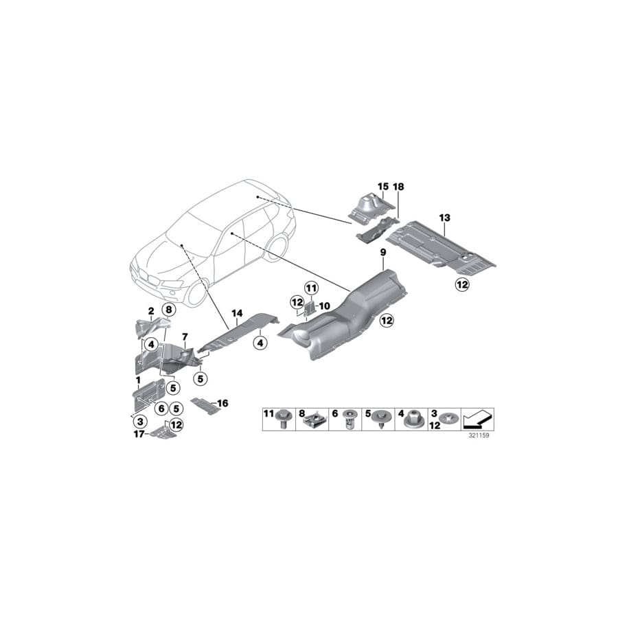 Genuine BMW 51487213685 F25 F26 Tunnel Heat Insulator (Inc. X4)