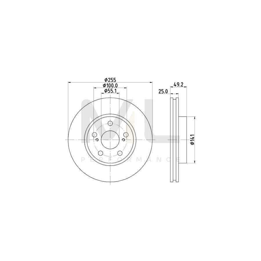 HELLA 8DD 355 112-031 Brake Disc Internally Vented, without wheel hub, without wheel studs | ML Performance Car Parts