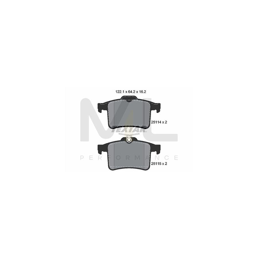 TEXTAR 2511401 Brake pad set not prepared for wear indicator
