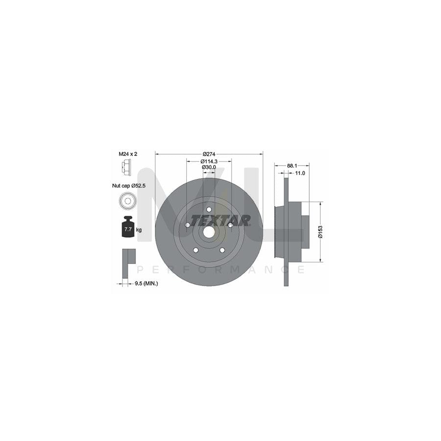 TEXTAR 92232600 Brake Disc Solid, with integrated magnetic sensor ring, with wheel bearing  - 1 piece