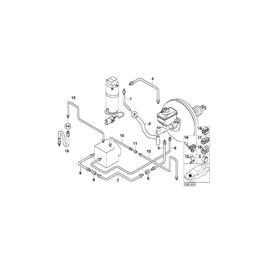 Genuine BMW 34326755096 E38 Pipe M12/M12 (Inc. 740i, 728iL & 735iL)