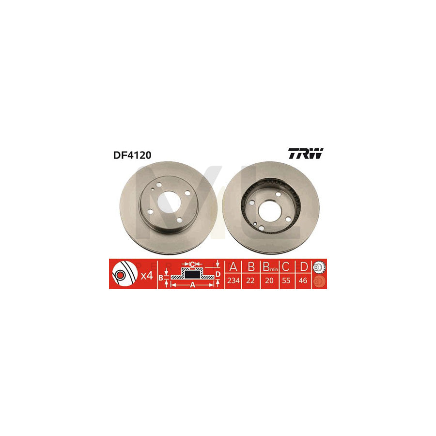 TRW DF4120 Brake Disc for MAZDA 323 Vented  - 1 piece