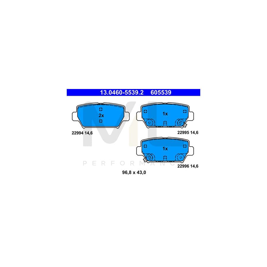 ATE 13.0460-5539.2 Brake pad set for MITSUBISHI Eclipse Cross (GK_) with acoustic wear warning