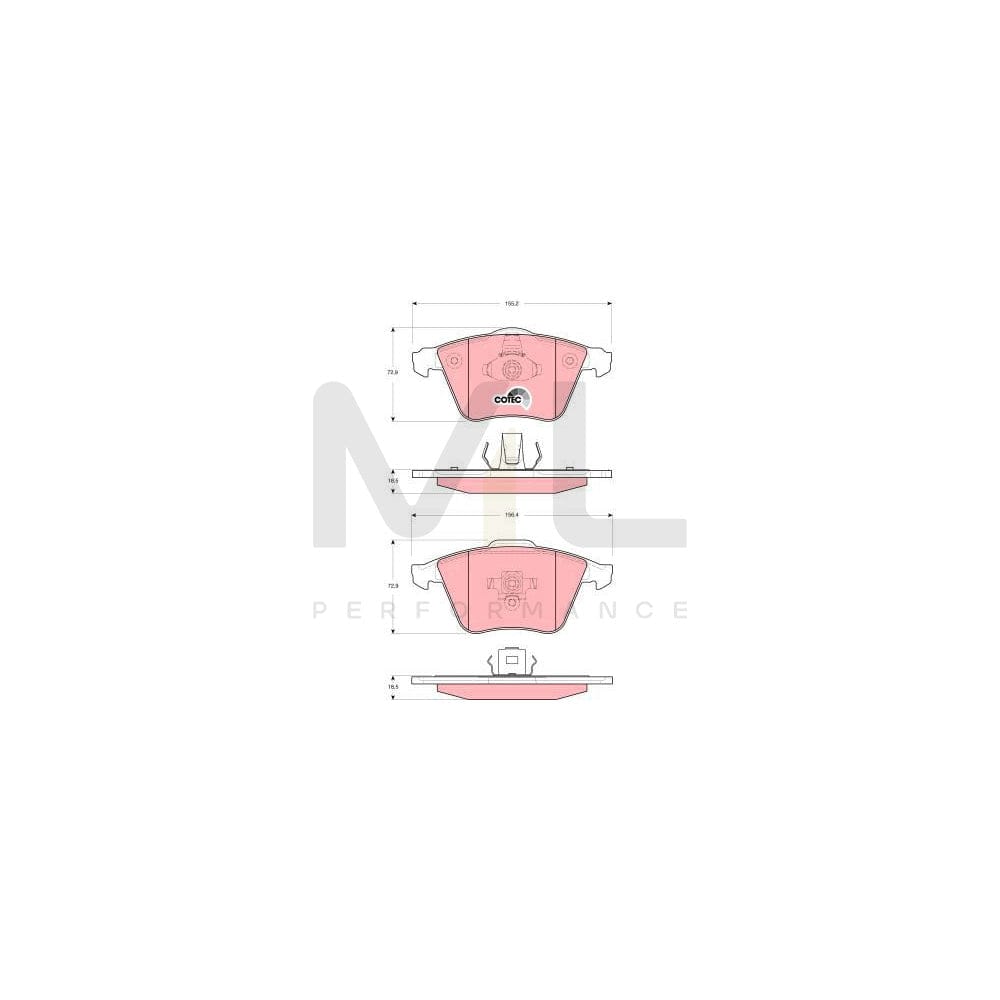 TRW Cotec Gdb1607 Brake Pad Set Not Prepared For Wear Indicator
