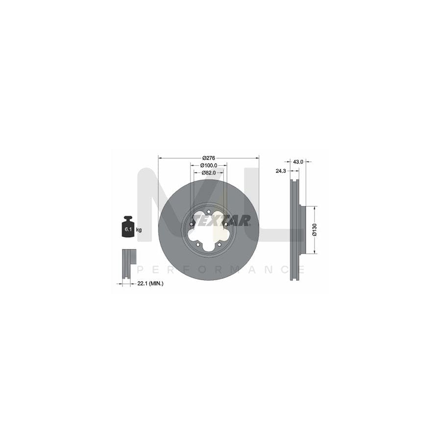 TEXTAR 92110000 Brake Disc for FORD TRANSIT Internally Vented, without wheel hub, without wheel studs  - 1 piece