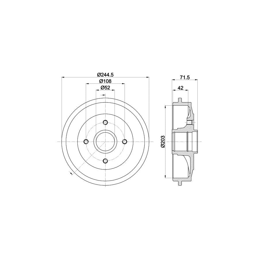 Hella 8DT 355 300-591 Brake Drum