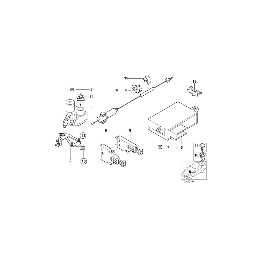 Genuine BMW 65718377820 E39 Actuator Supporting Plate (Inc. 540iP, M5 & 535i)