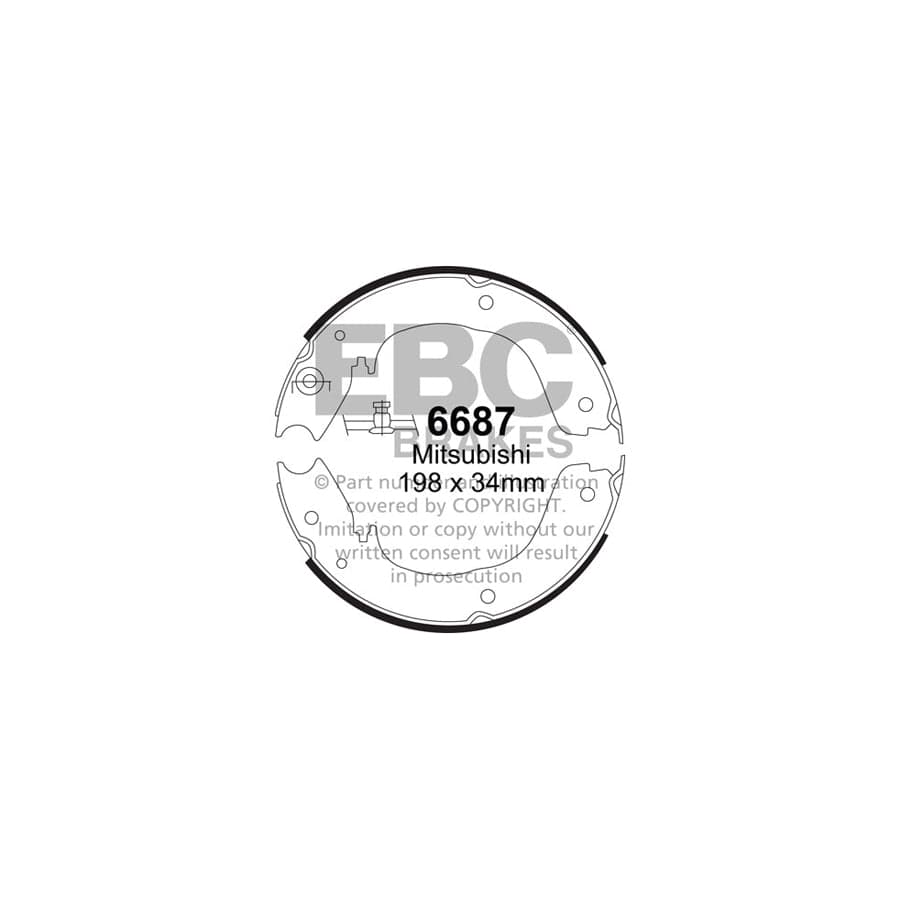 EBC 6687 Mitsubishi Rear Brake Shoes (Inc. Pajero & Shogun) 1 | ML Performance UK Car Parts