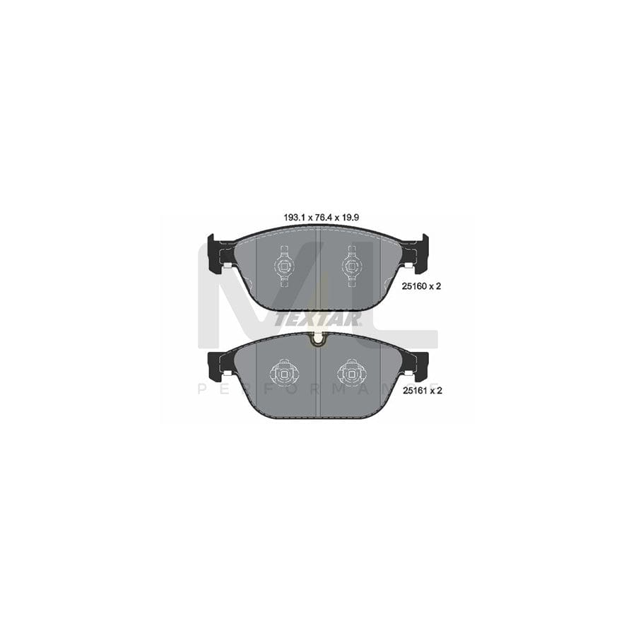 TEXTAR 2516002 Brake pad set not prepared for wear indicator