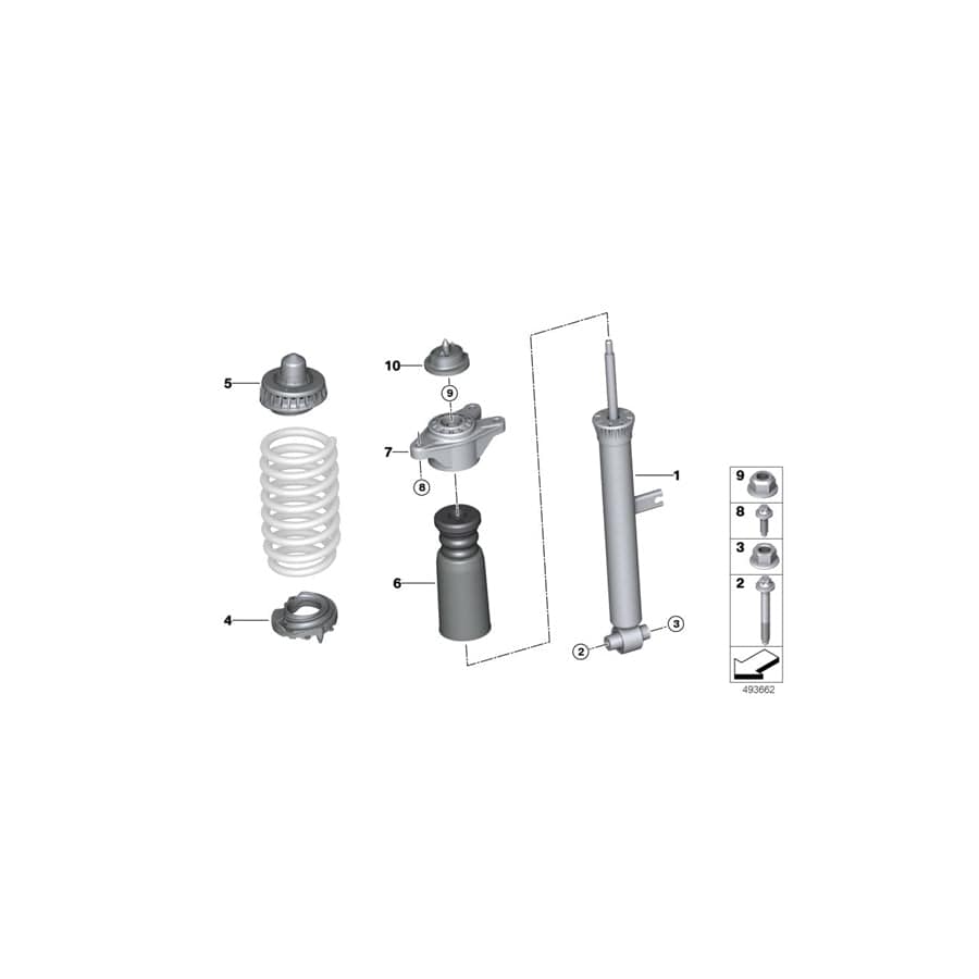 Genuine BMW 33526879302 G20 Spring Strut, Rear RWD (Inc. 330i, 318d & 320d)