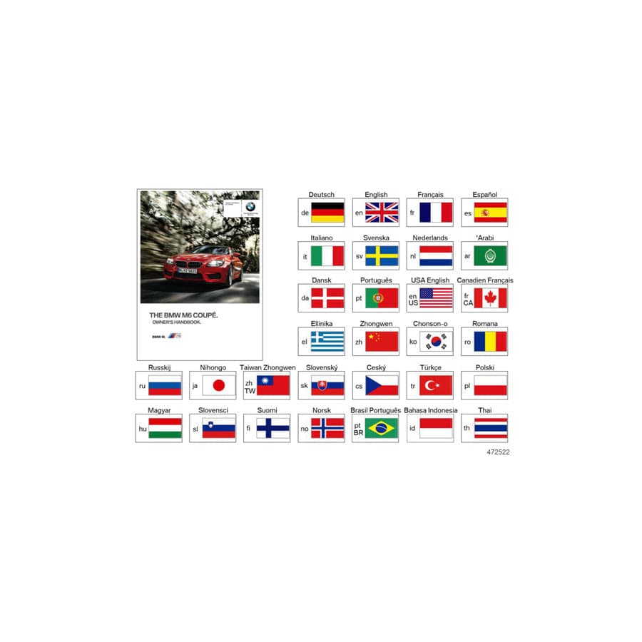 Genuine BMW 01402963824 Owner's Manual For F13 M6 ENUS (Inc. M6)