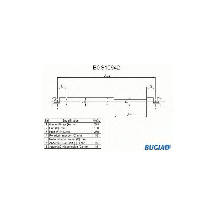 BUGIAD Bgs10642 Tailgate Strut for Ford Escort