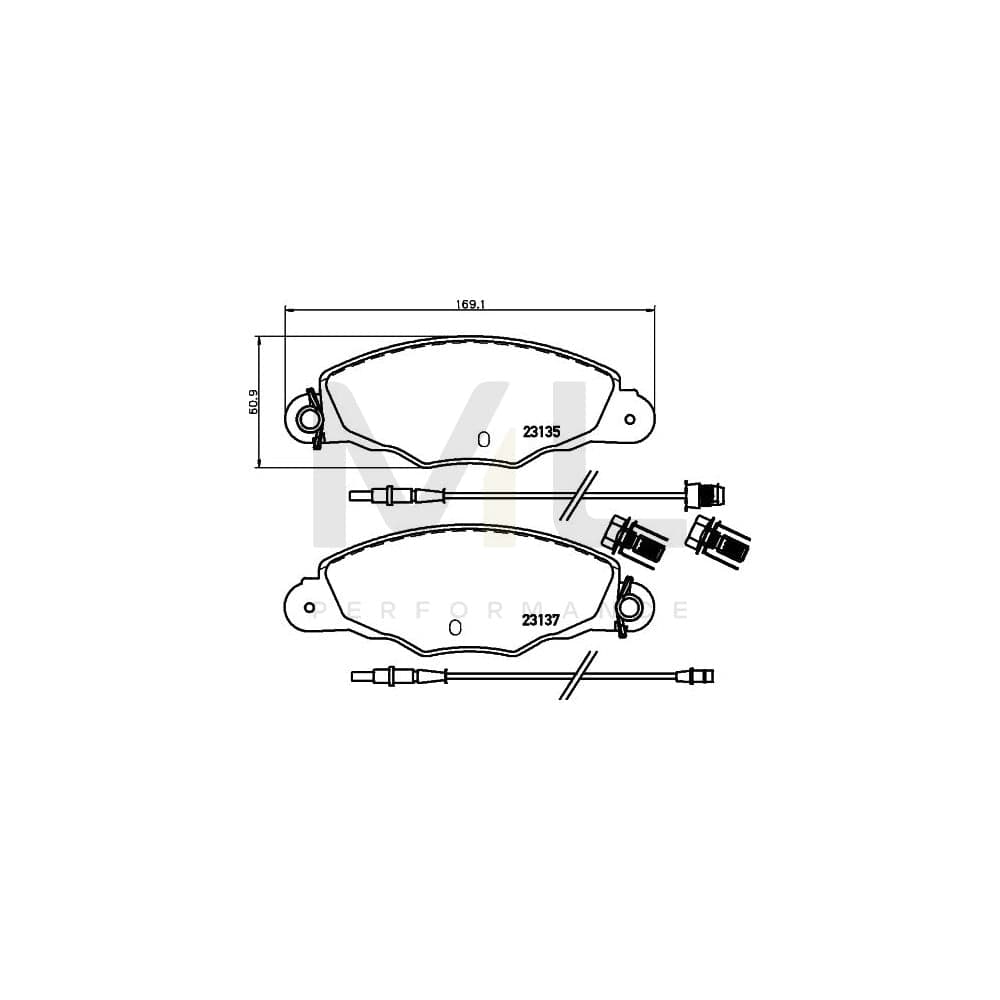 Hella 8DB 355 019-331 Brake Pad Set Incl. Wear Warning Contact, With Brake Caliper Screws | ML Performance Car Parts