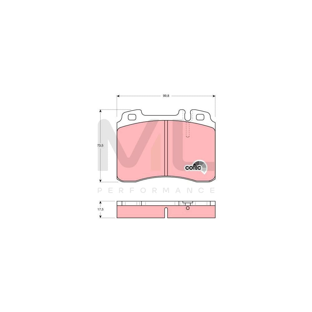 TRW Cotec Gdb962 Brake Pad Set Prepared For Wear Indicator