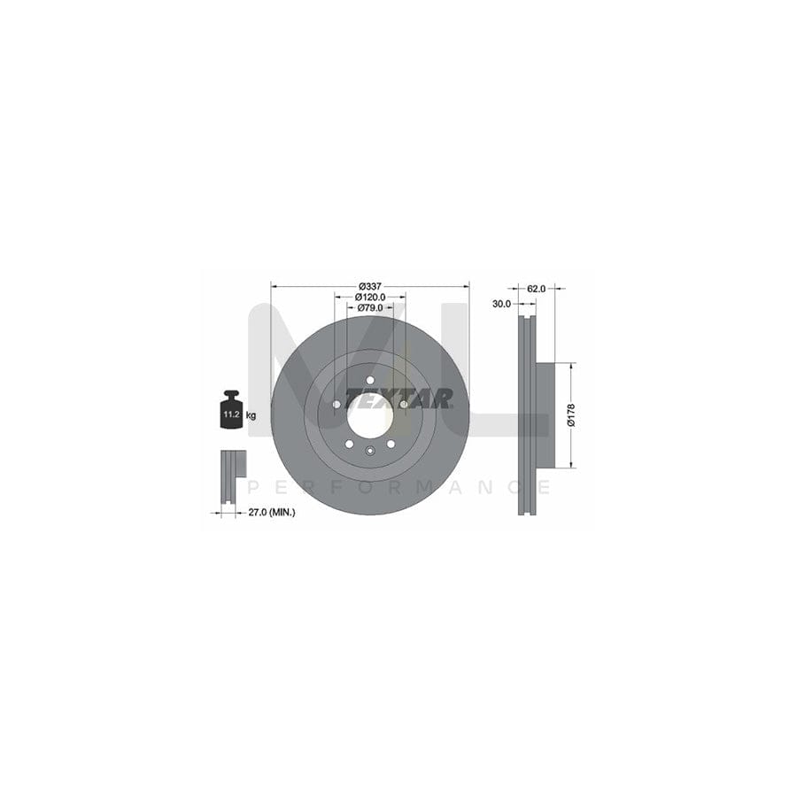 TEXTAR 92134600 Brake Disc Internally Vented, without wheel hub, without wheel studs  - 1 piece
