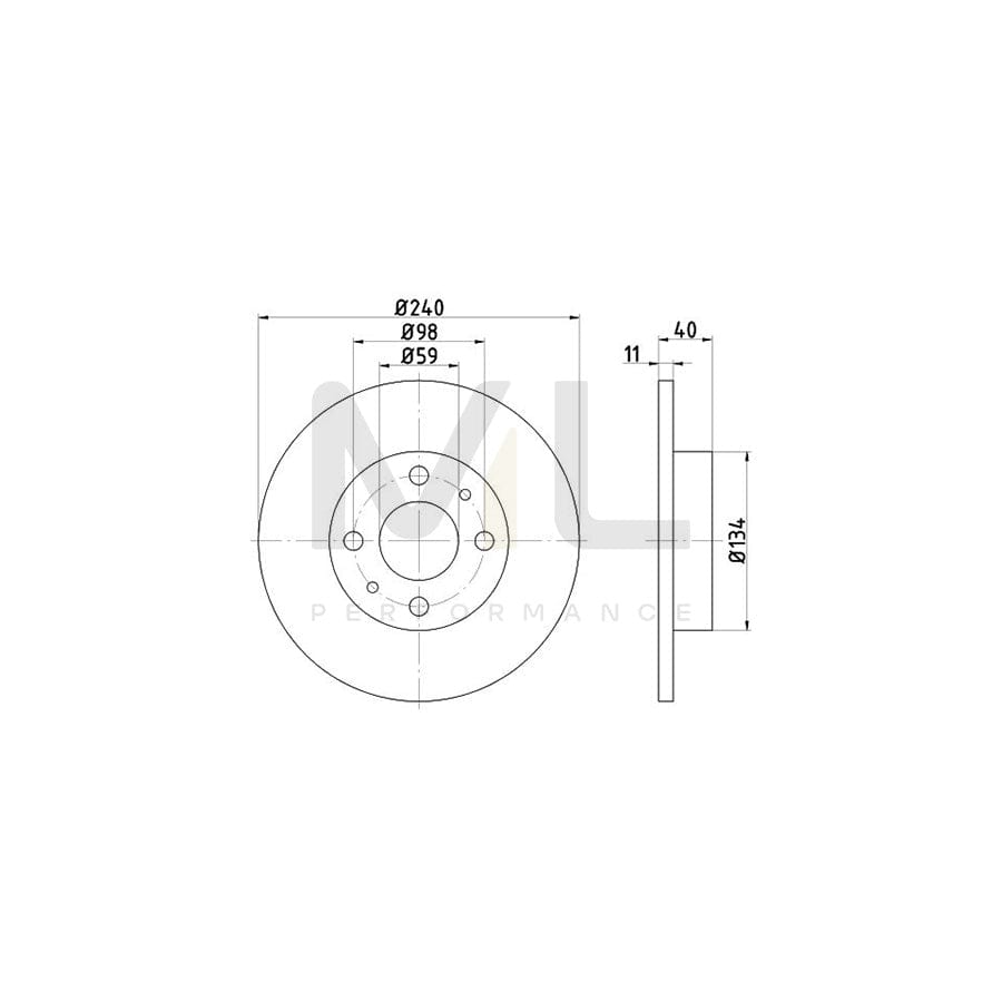 TEXTAR 92041400 Brake Disc for ALFA ROMEO 33 Hatchback (907A) Solid, without wheel hub, without wheel studs  - 1 piece