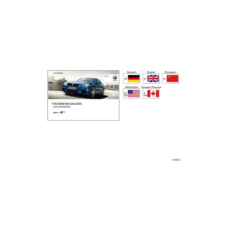 Genuine BMW 01402961853 F10 Quick Reference Guide For F10 M5 ENUS (Inc. M5)