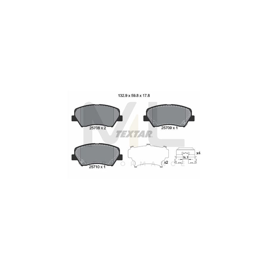 TEXTAR 2570801 Brake pad set with acoustic wear warning, with accessories