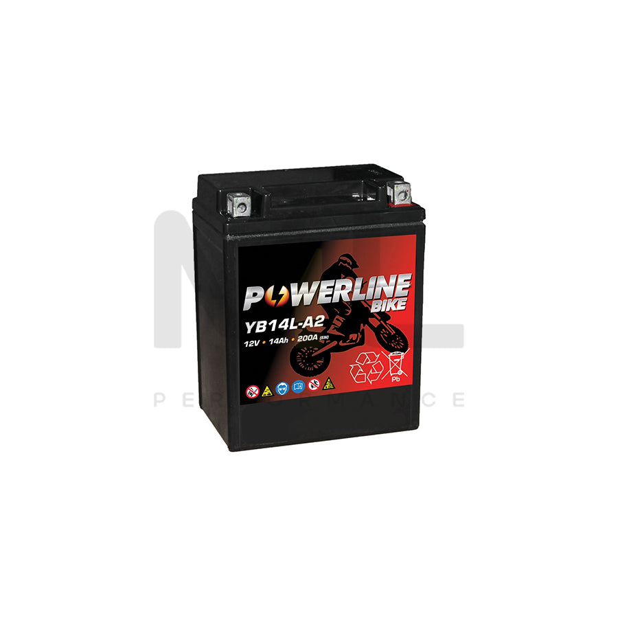 Powerline YB14L-A2 AGM Motorcycle Battery 12V 14Ah YB14LA2-AGM