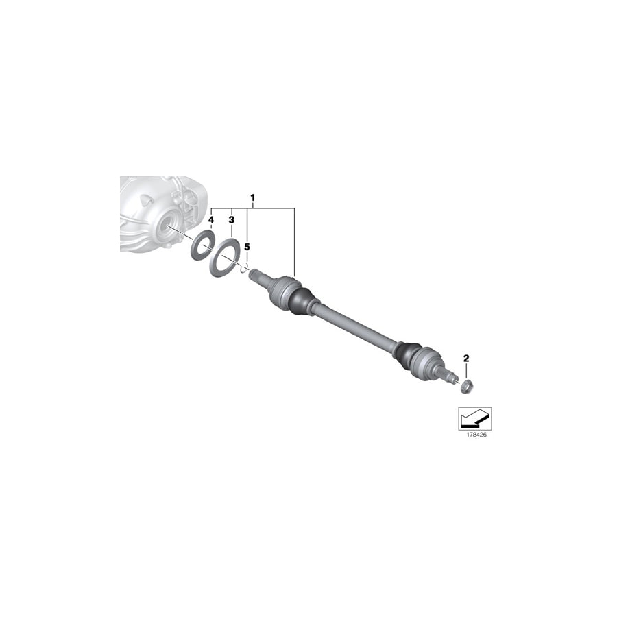 Genuine BMW 33207566078 F01 RR4 Output Shaft Right D=35MM (Inc. Hybrid 7, Ghost & Hybrid 7L)