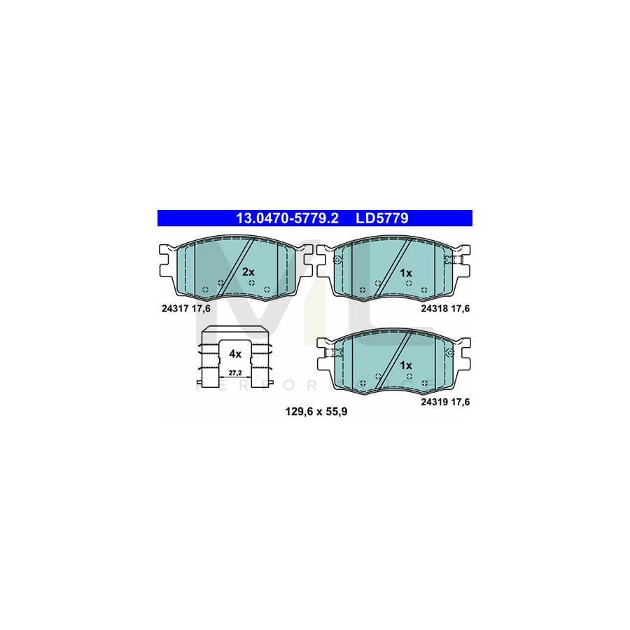 ATE 13.0470-5779.2 Brake pad set with acoustic wear warning, with accessories