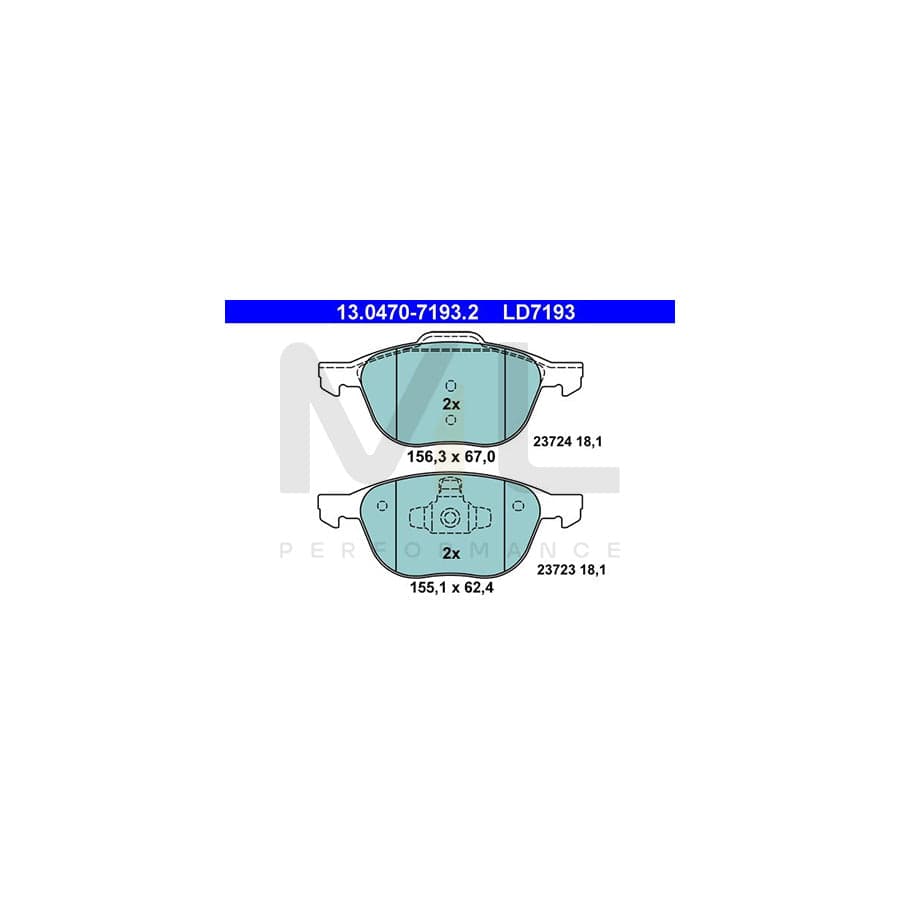 ATE Ceramic 13.0470-7193.2 Brake pad set excl. wear warning contact, not prepared for wear indicator