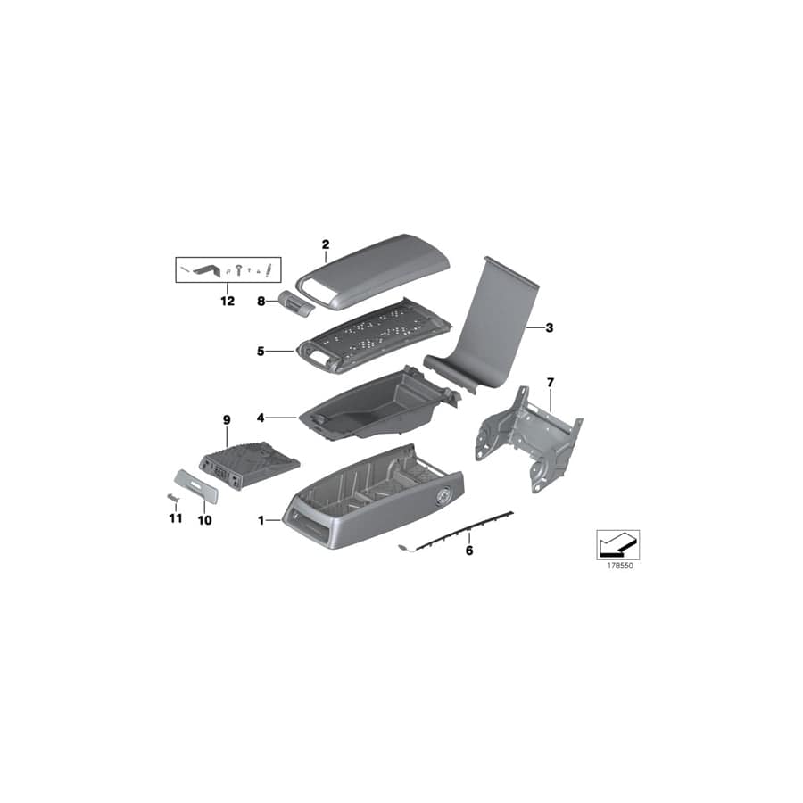 Genuine BMW 52207241925 F02 F01 F03 Repair Kit For Armrest (Inc. 730dX, Hybrid 7 & 740i)