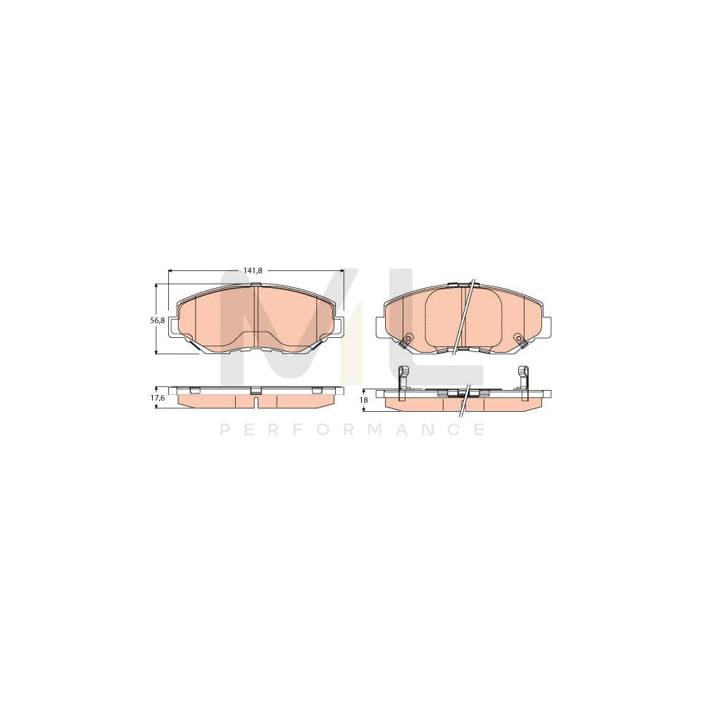 TRW Gdb3627 Brake Pad Set For Honda Cr-V Ii (Rd) With Acoustic Wear Warning