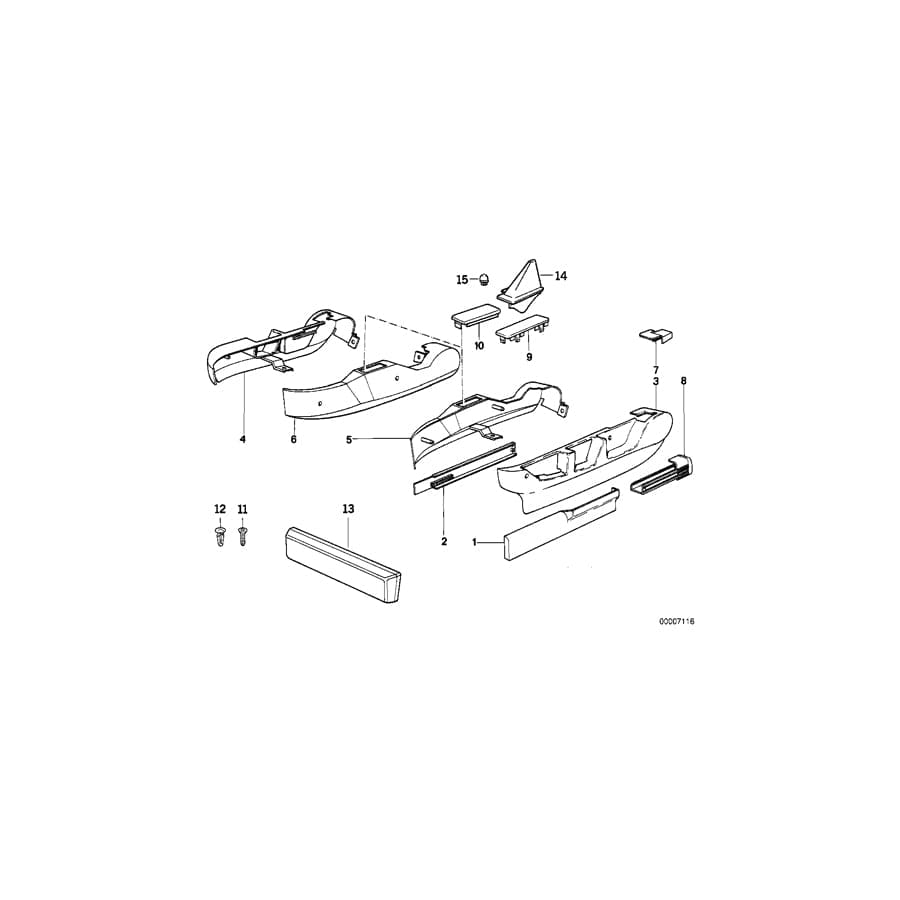 Genuine BMW 52101950186 E32 Covering Seat Rail Right SCHWARZ (Inc. 740i, 735i & 730i)