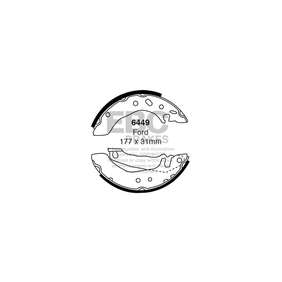 EBC 6449 Ford Rear Brake Shoes (Inc. Escort Mk5 & Orion) 1 | ML Performance UK Car Parts