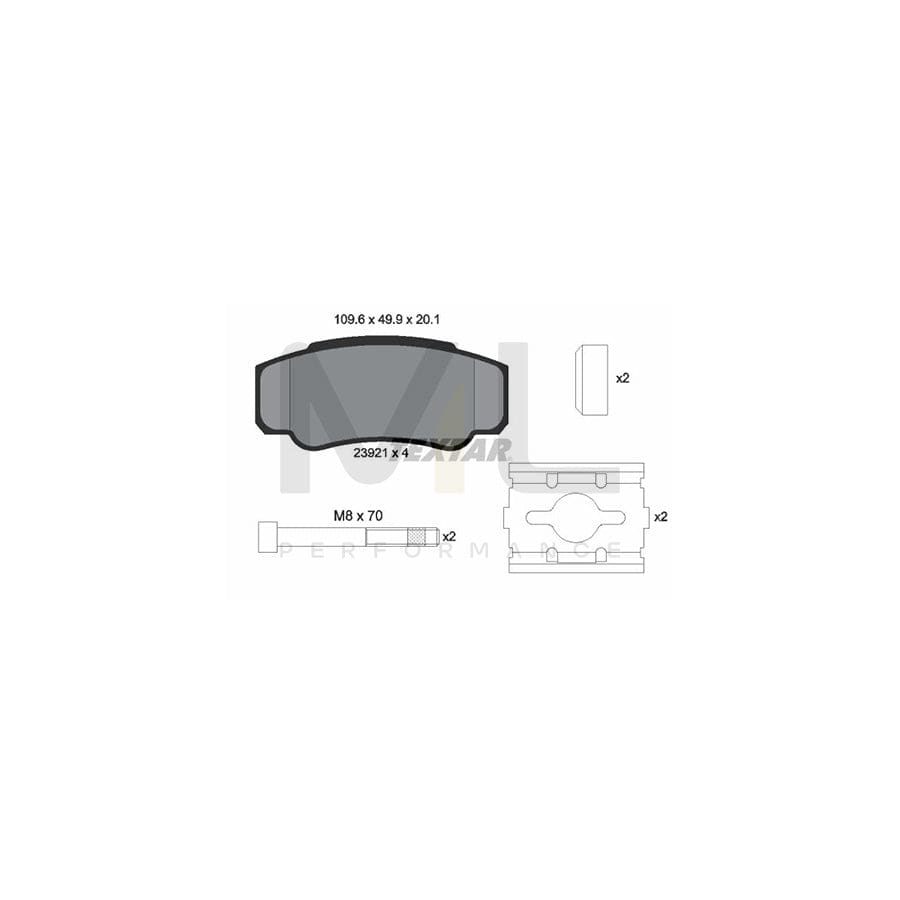 TEXTAR 2392101 Brake pad set not prepared for wear indicator, with brake caliper screws, with accessories