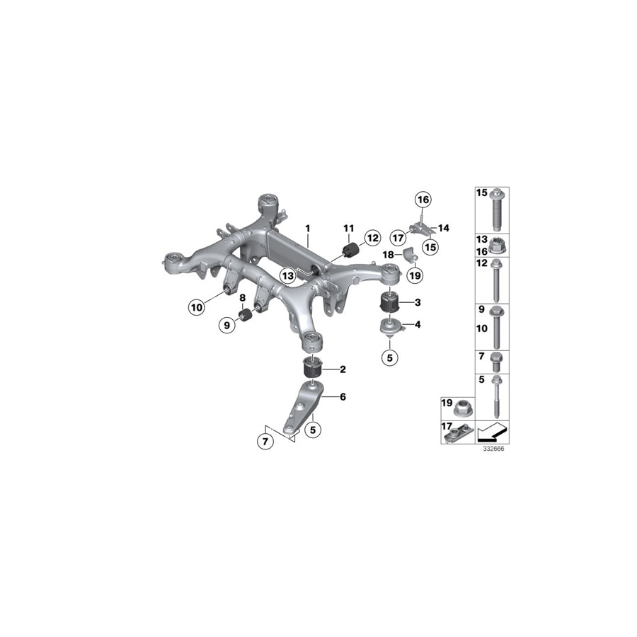 Genuine BMW 33316799103 F13 F10 F11 Rear Axle Carrier (Inc. 535iX, 535dX & 550iX)