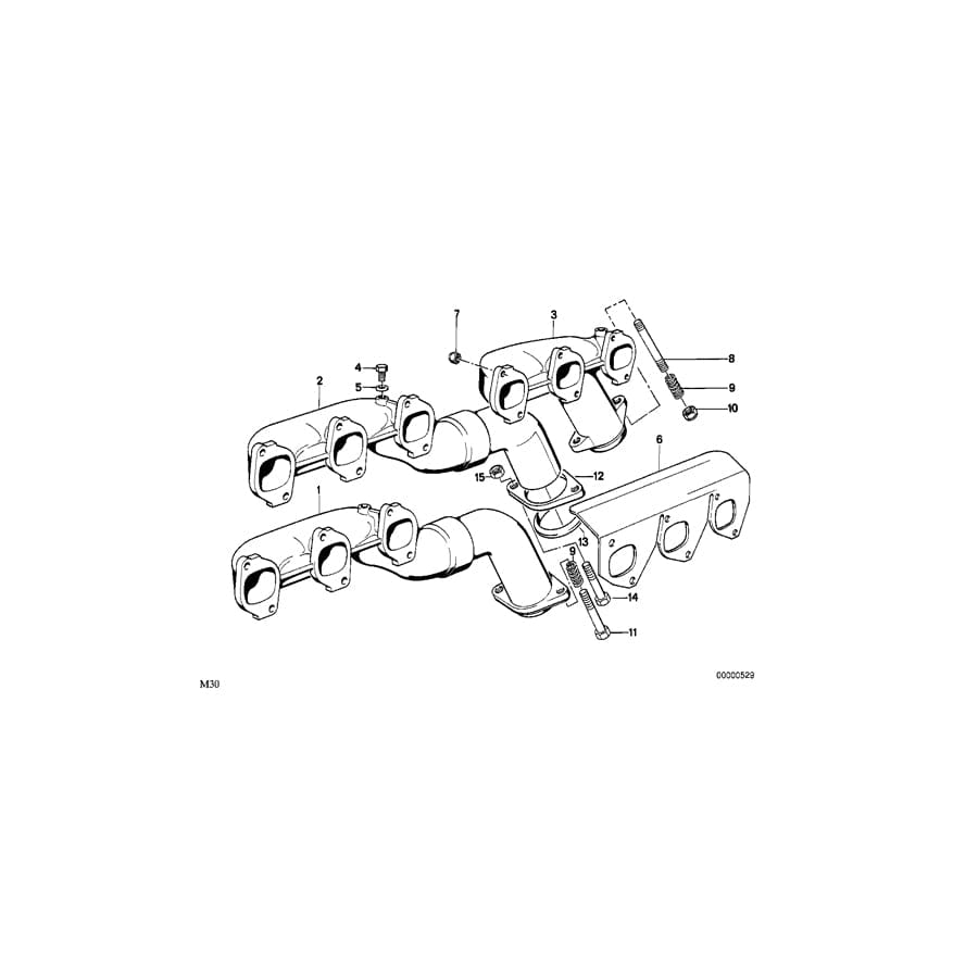 Genuine BMW 11621723621 E34 E32 Exhaust Manifold, Front (Inc. 735i, 730i & 535i)