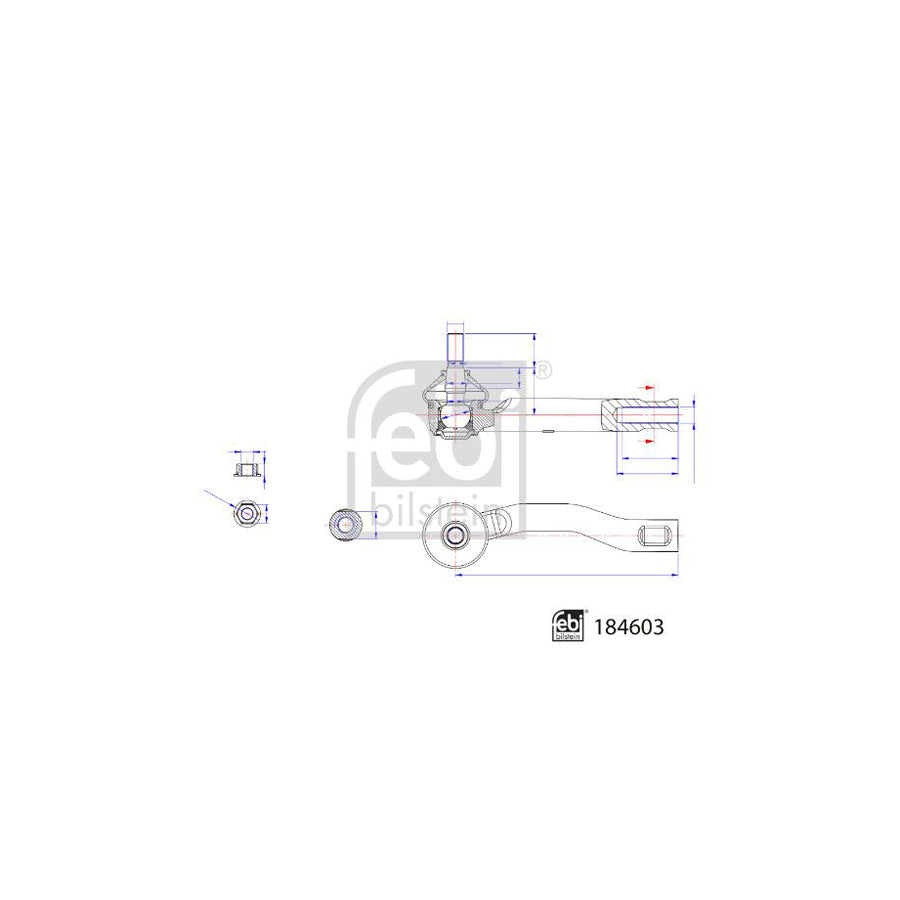Febi Bilstein 184603 Track Rod End For Toyota Yaris I Hatchback (P1)