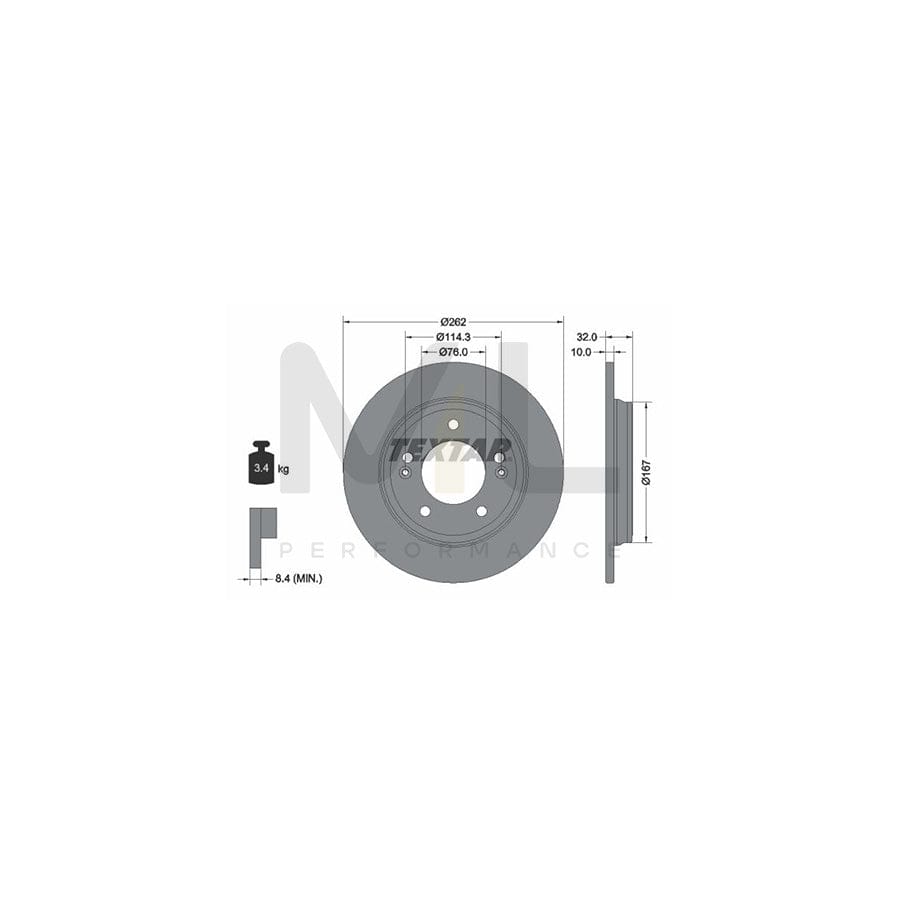 TEXTAR 92314403 Brake Disc Solid, Coated, without wheel hub, without wheel studs  - 1 piece