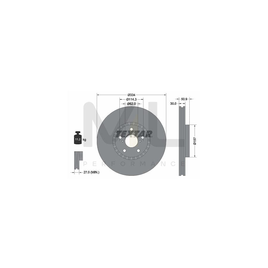 TEXTAR 92147900 Brake Disc Externally Vented, without wheel hub, without wheel studs