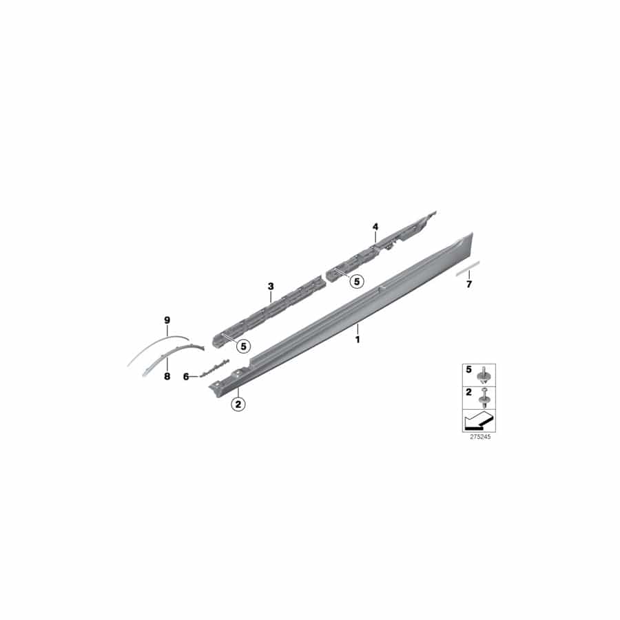 Genuine BMW 51778048686 F10 F11 Door Sill Cover, Primed Right M (Inc. 528iX, 520d & 530i)