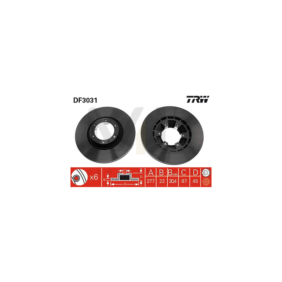 TRW DF3031 Brake Disc Vented  - 1 piece