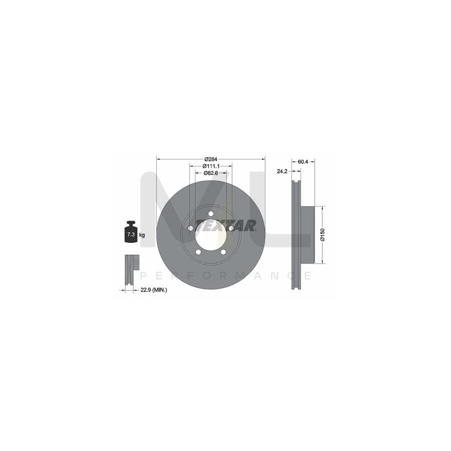 TEXTAR 92031600 Brake Disc Internally Vented, without wheel hub, without wheel studs  - 1 piece