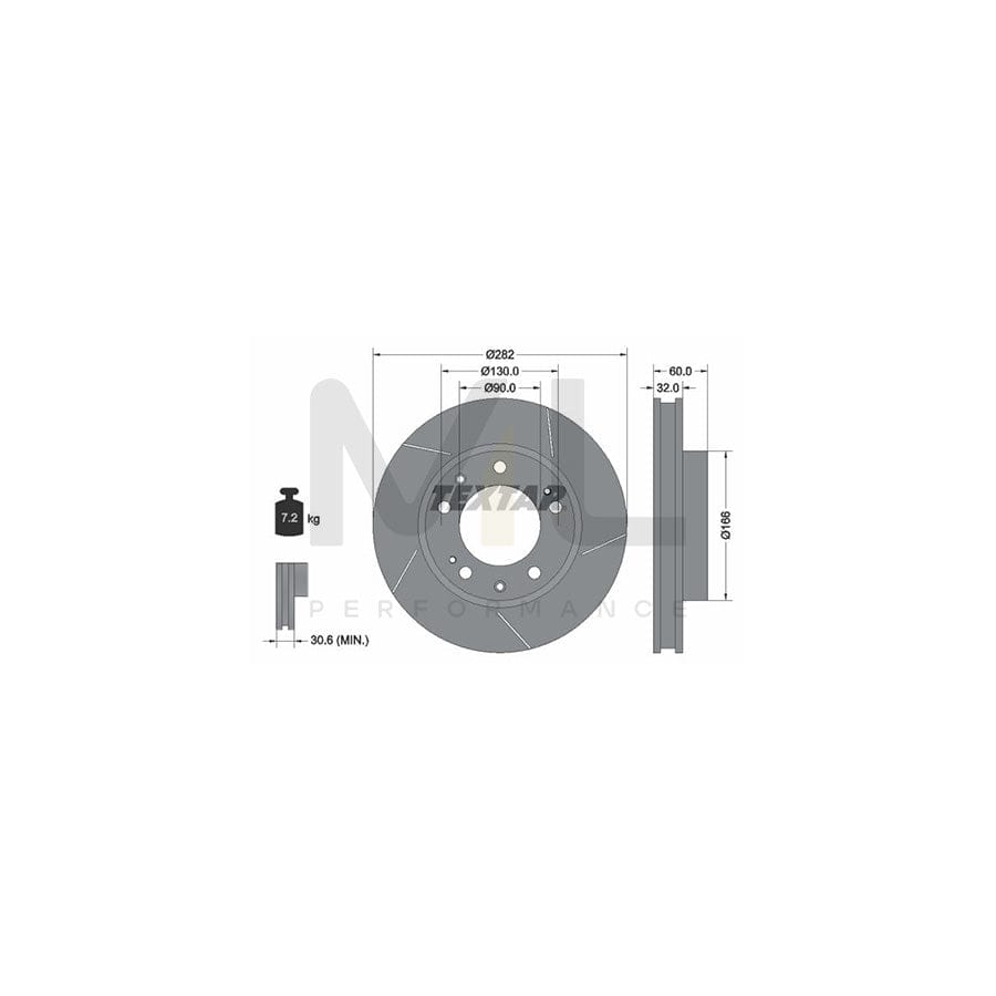 TEXTAR 92033300 Brake Disc for PORSCHE 928 Coupe Internally Vented, Slotted, without wheel hub, without wheel studs