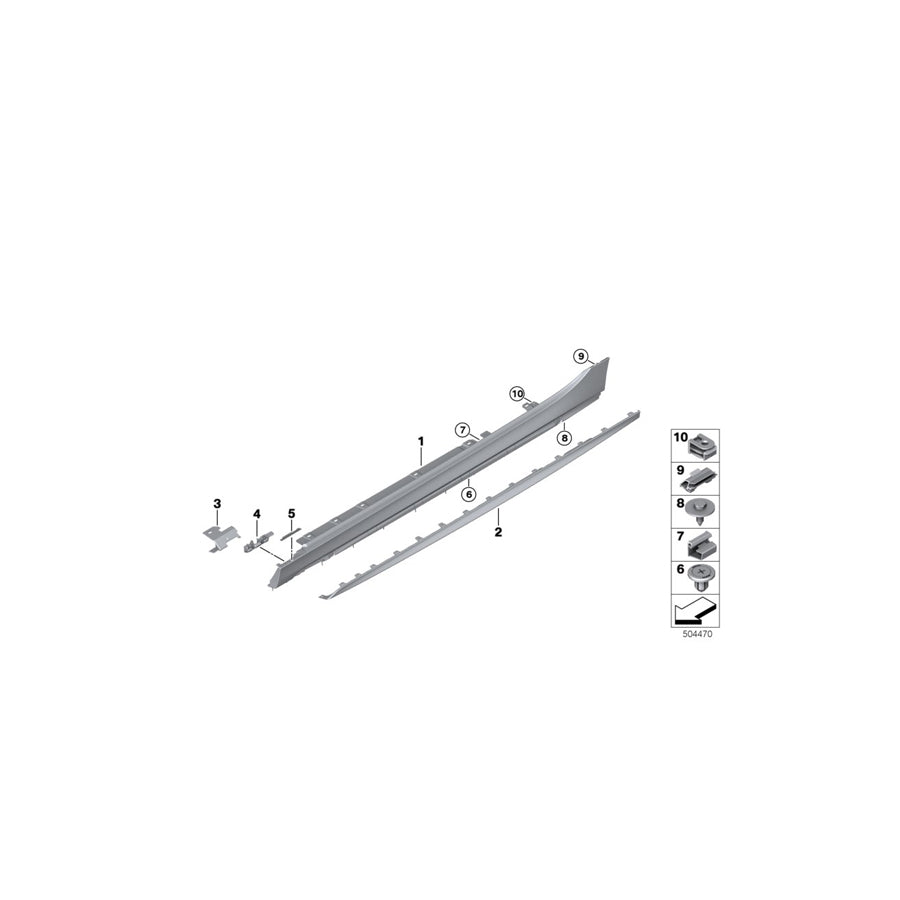 Genuine BMW 51777461383 F40 F44 Mount For Rocker Panel, Front Left (Inc. 120dX, 118d & M135iX)