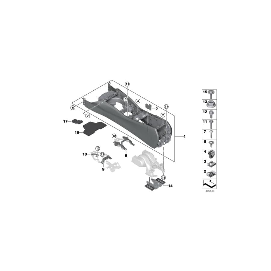 Genuine BMW 51166833920 G30 G31 G32 Center Console SCHWARZ (Inc. 520i 1.6, 620d & 620dX)