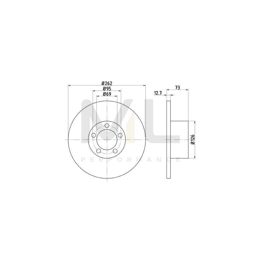 TEXTAR 92009400 Brake Disc Solid, without wheel hub, without wheel studs  - 1 piece