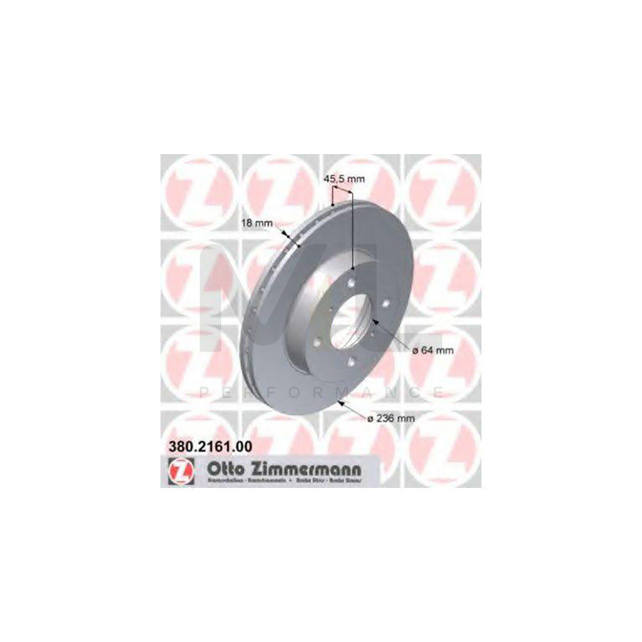 ZIMMERMANN 380.2161.00 Brake Disc Internally Vented  - 1 piece